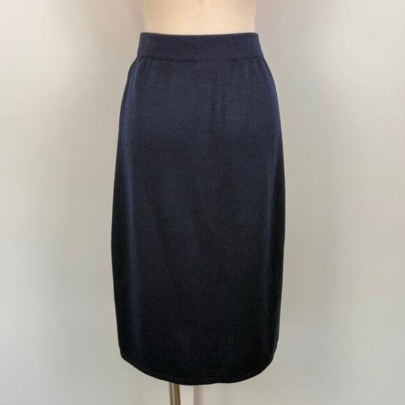 St. John Basics Knit Pencil Skirt Navy Blue Santana Vintage USA Made | Size: 8 - Picture 4 of 8